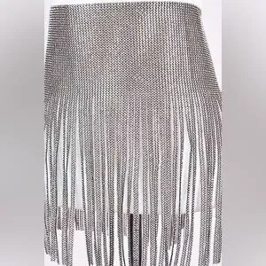 Silver Rhinestone Corset Skirt Statement Belt Asooll Sparkly Rhinestone Corset Belt Lace Up Wide Waist  main image 2